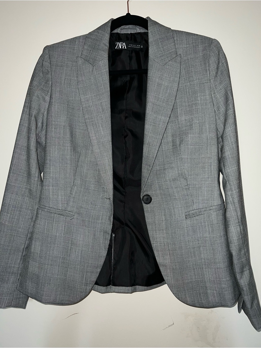 ZARA women’s Light Gray Plaid Blazer